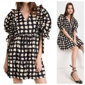 NEW Sea L LARGE Ginger Gingham Puff Sleeve Dress